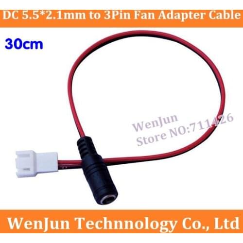 Free Shipping 30cm DC 5.5*2.1mm to 3Pin PWM fan Adapter Cable high quality