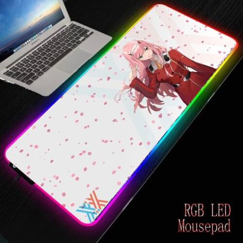 Darling In The Franxx Anime Large RGB Mouse Pad Xxl Gaming Mousepad LED Mause Pad Big Mause Pad PC Desk Pad Mat with Backlit
