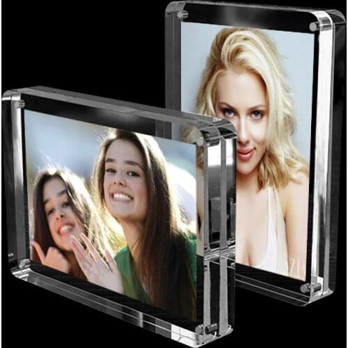 Dual-faced Clear Crystal Photo Holder Frame Desk Acrylic Magnet Picture Place Right Angle Acrylic Photo Frame Pendant Home Decor