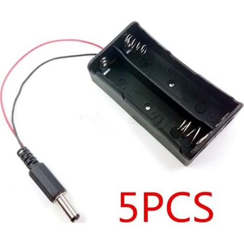 5pcs/lot 18650 Battery Case Box Holder for 2x 18650 with 5.5*2.1mm DC Power Plug