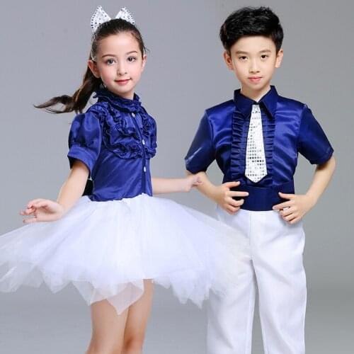 Childrens jazz dance Latin dance chorus costumes costumes girls boys host dress poetry reading costumes