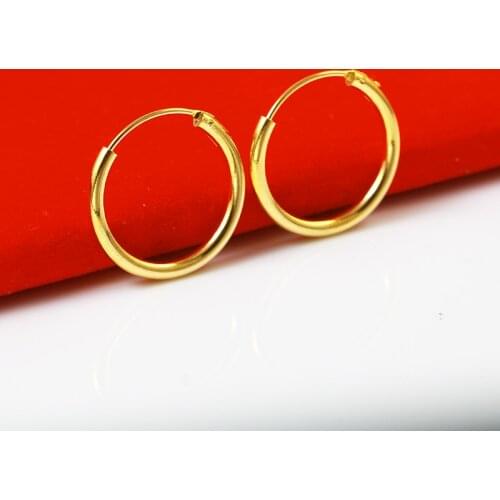 Elegant Yellow Gold Filled Ladies Girls 2cm Diameter Beautiful Hoop Earrings brincos das mulheres