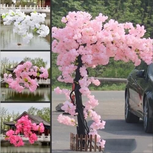 Artificial Silk Flowers Japan Plum Cherry Blossoms Fake Flowers Flores SakuraTree Branches Wedding Home Room Garden Decoration