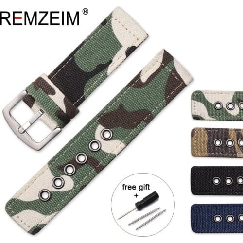 Camouflage Military Canvas Strap Watch Bands 18mm 20mm 22mm 24mm Women Men Black Green Sport Watchband Watches Accessories