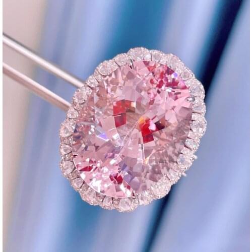 LR712 Fine Jewelry 18K Gold 100% Natural Pink Beryl Heliodor Morganite 31.745ct Gemstones Jewellery for Women Fine Ring