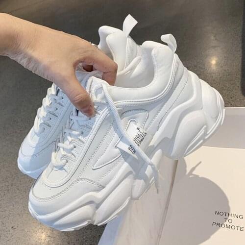 Basket Femme White Platform Shoes 2021 Woman Vulcanize Shoes Fashion Sneakers Women Casual Trendyol Breathable Chunky Sneakers