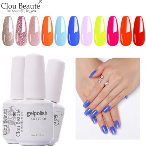Clou Beaute Nail Art Colors Gel Polish Vernis Semi Permanent UV Lakiery Hybrydowe Base Coat Top Builder Gel Nail Glitter Glue