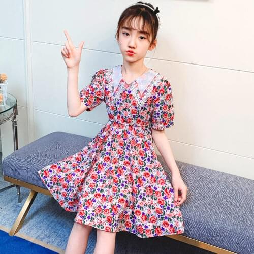 Summer Dresses For Girls Floral Pattern Girls' Dresses 2021 Newest Kids Dress Teenage Costumes For Girls