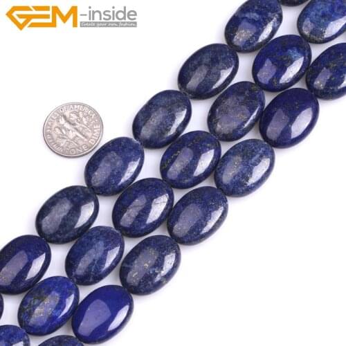 Fashion Dyed Color Flat Oval Lapis Lazuli Stone Beads For Jewelry Making 15inches DIY Jewellery Christmas Gift