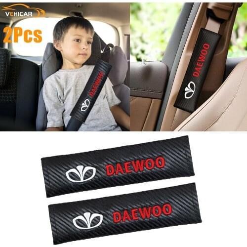 VEHICAR 2PCS Car Seatbelt Shoulder Pad For DAEWOO Driver Comfortable Driving Seat Belt Shoulder Pad Cover Logo Knitting