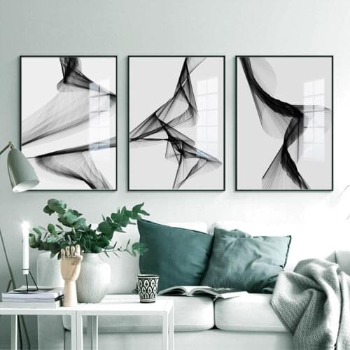 Unframed Nordic Black White art wall art Canvas Painting posters Prints Abstract line Picture for Living Room Morden Home Decor