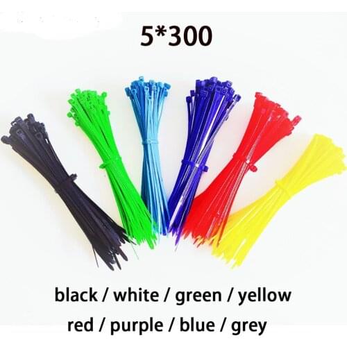 Nylon Cable Ties 5mm width 300mm length Self-locking 100pcs colorful Plastic Zip Tie black wire binding cable wiring accessories