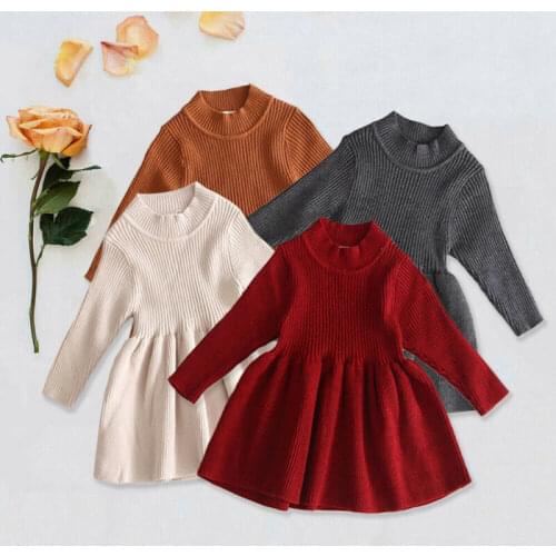 Knitted Tulle Tutu Dresses Baby Toddler Girl Ruffle Knit Dress Autumn Winter Long Sleeve Kids Vestidos