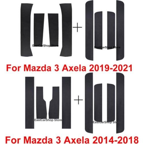 Car Door Sill Carbon Fiber PU Leather Door Scuff Plate Guards Welcome Pedal Stylings for Mazda 3 Axela 2020 2021 2019 2014-2018