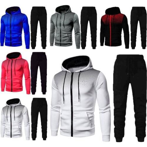 Plus Size Sweatpants Sets For male Mens Winter Sports Casual Fitness Suit With Dots Hoodie Sweatshirt And Pants ensembles homme