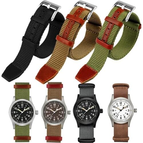 20mm 22mm Premium Quality NATO Nylon Watchband Seatbelt Khaki Military Sport Canvas Wrist Band Bracelet For Hamilton Watch Strap