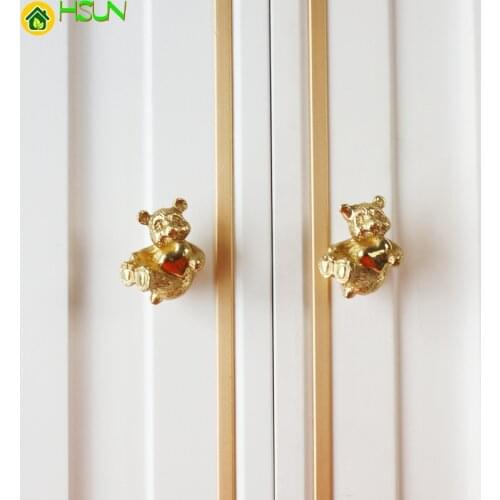 Kitchen Pure Copper Bear Shape Knob Cabinet Knobs and Handles Drawer Pulls Living Room Bedroom Brass Furniture Decor Hardware