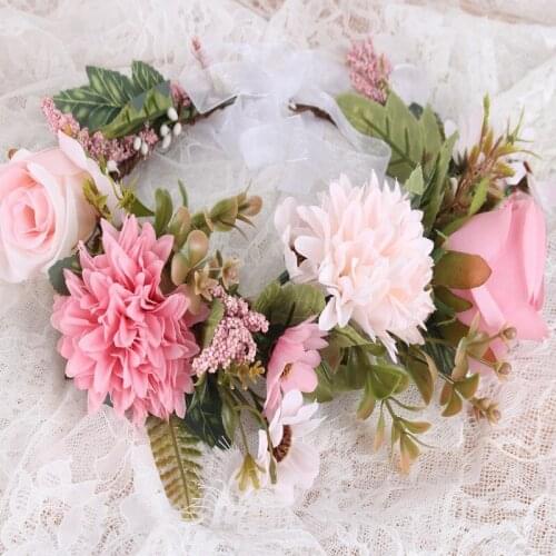 SainMax Simulation Flowers Crown Bride Headband Wedding Headwear Vacation Beach Party Accessories Bridal Hair Decoration