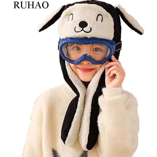 Girl Bomber Hats Child Pilot Hat Earmuffs Beanies Kids Autumn Winter Warm Earflap Ear Protection Cap Child Cat ear Ski Caps