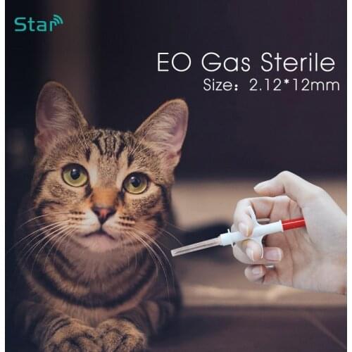 20pcs Animal Microchip Syringe FDX-B 1.4x8mm Pet glass tag injector EM4305 Dog ID Tag with ICAR number 134.2KHz tracking pet tag