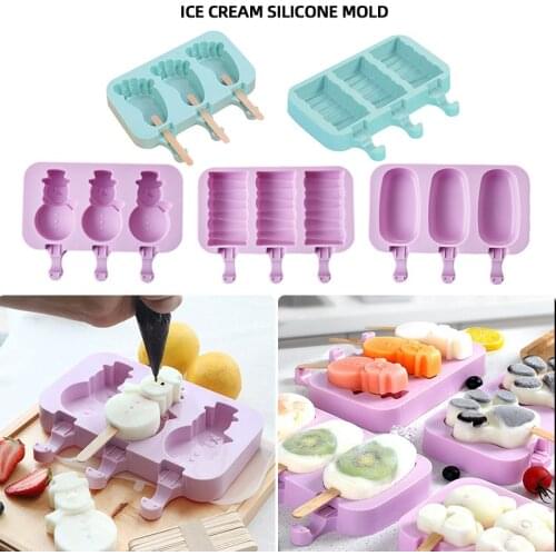 Silicone Ice Cream Mold Popsicle Molds DIY Homemade Dessert Freezer Fruit Juice Ice Pop Maker Mould With Lids and Sticks