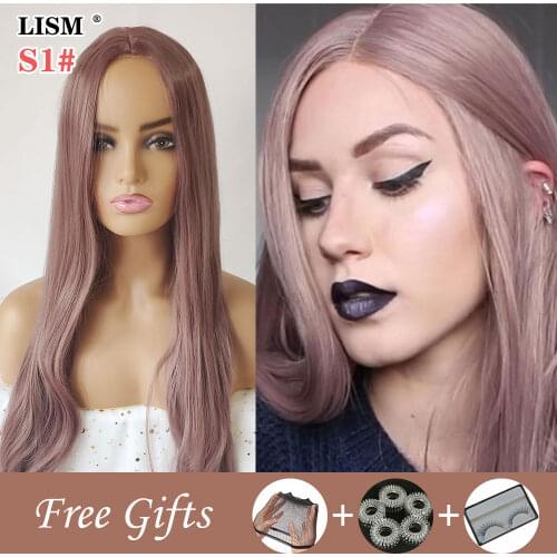 Cosplay Synthetic Wigs for Black Women Peruki Damskie Naturalne Long Straight Hair with Bangs Pelucas Naturales Pruiken Dames