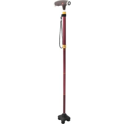 Folding Walking Stick Height Adjustable Led Lightweight Cane Quad Non-slip