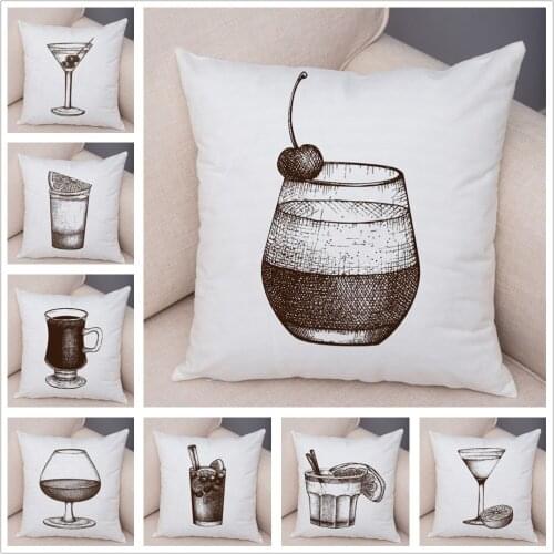 Cocktail Glass Cushion Cover Geometric Pillow Covers for Sofa Car Home Decor Simple 45x45cm Super Soft Short Plush Pillowcase