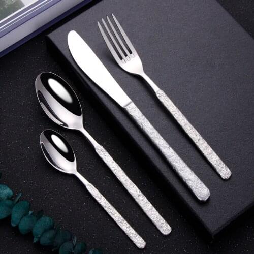 304 Stainless Steel Dinnerware Cutlery Silver Kitchen Sets Device Western Food Knife Fork Spoon Cutleries
