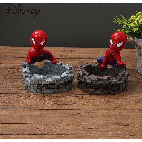 Disney Creative Marvel Hand-made Avengers Ashtray Home Decoration Boyfriend Gift Resin Craft Spiderman Sundries Storage Box