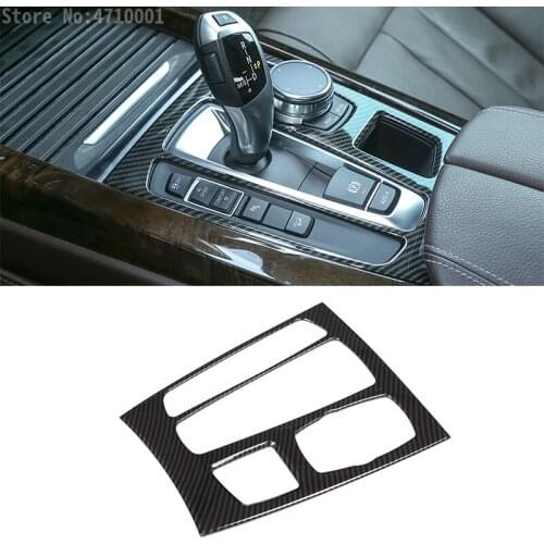 Carbon Fiber Style Interior Mouldings Center Gear Shift Panel Cover Frame Trim For BMW X5 X6 F15 F16 2015-2017
