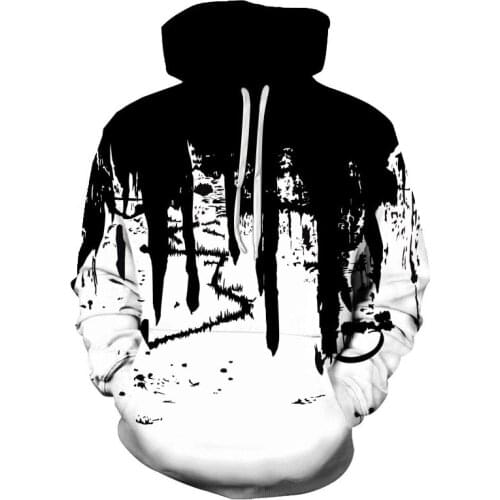 2021 spring and autumn ink painting mens fashion pullover hoodie street Harajuku 3D printing pullover new casual sports hoodie