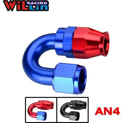 WILLIN - AN04 Aluminum PTFE Swivel Hose End 180 Degree For PTFE Oil Fuel Line Adapter Fitting TP6018-04