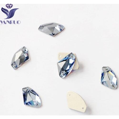 YANRUO 3256 Galactic Ax Light Sapphire Stones And Crystal Glass Sewn Rhinestone Stones For Wedding Dress Clothes