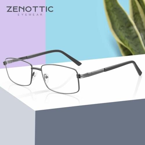 ZENOTTIC Metal Glasses Frame Fashion Male Business Style Square Ultralight Optical Spectacles Myopia Prescription Eyeglasses