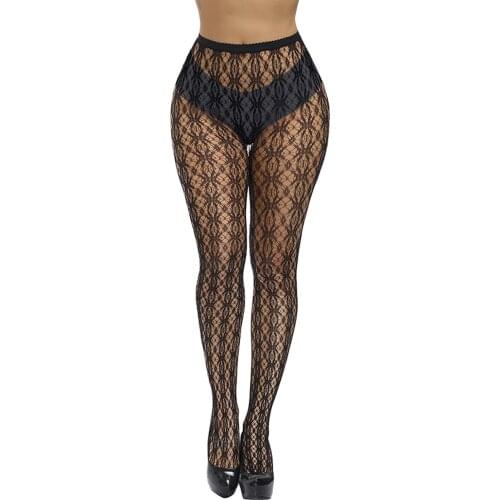 Womens Stockings See-Through Lace Printed Temptation Pantyhose One-Piece Net Solid Colour Stockings 1PC medias pantys mujer 03