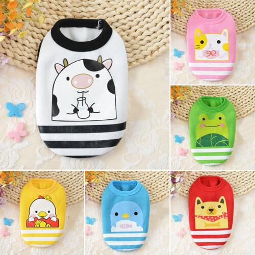 Cute Small Dog Cat Warm Vest Winter Fleece Cartoon Printed Puppy Pet Cat Dog Clothes For Small Medium Dogs T-shirts Size 3XS-S
