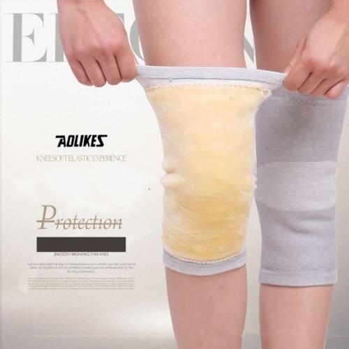 Winter Warm Knee Pads Outdoor Sports Riding Elastic Cotton Yarn Plush Thermal Fur Protection Kneepad Kneecap Kneelet