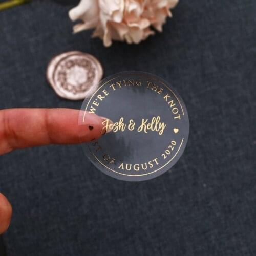 Custom kraft LOGO vintage Wedding Decoration personalized stickers transparent Wholesale FAVOR LABEL candy Clear Sticker gift