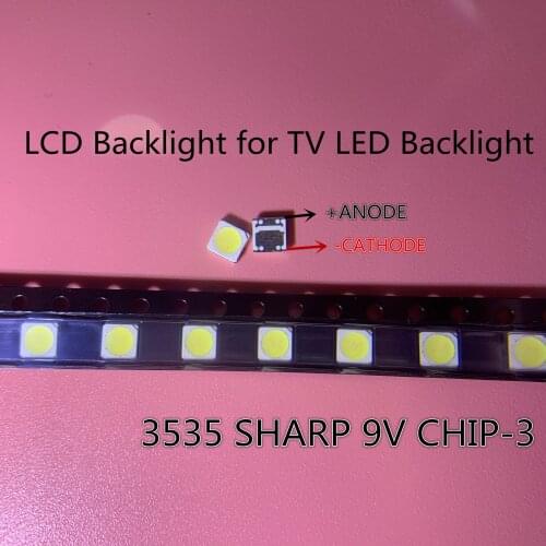 100pcs/lot For SHARP LED TV Application LCD Backlight for TV LED Backlight 1W-3W 9V 3535 3537 Cool white CHIP-3