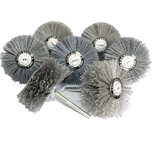 2PCS/5PCS 80mm Drill Abrasive Nylon Wire Grinding Wheel Radial Bristle Polishing Brush for Wood Furniture 1/4" shank