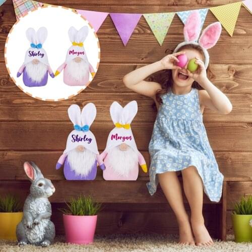 2pc Easter Cartoon Bunny Shape Cute Faceless Doll Decoration Ornaments Rabbit ear doll Long beard cartoon Plush Pillows zabawki