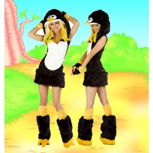 2018 new arrival black/white faux fur penduin animal costume ,cheap sexy costumes ,austin powers costume halloween sexy costume