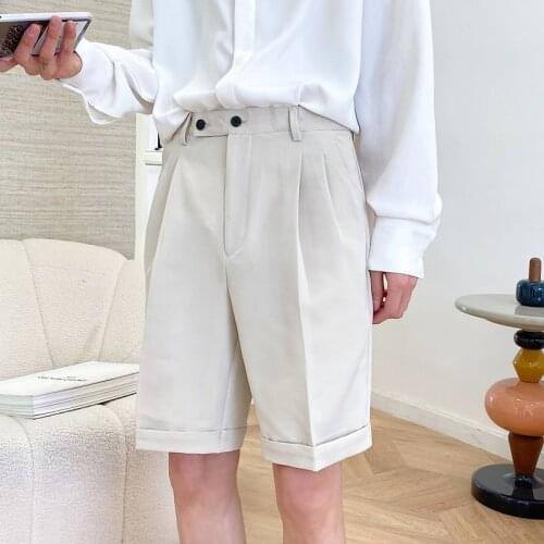 2021Summer Casual Shorts Mens Fashion Solid Color Business Dress Shorts Man Streetwear Loose British Style Suit Shorts S-2XL