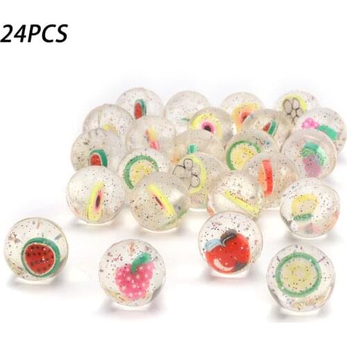24pcs Birthday Party Clear Fruits Bounce Kid Rubber Favorite Balls
