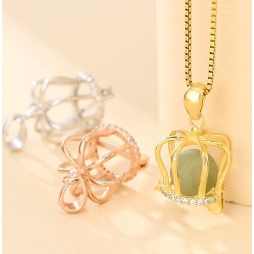 925 Sterling Silver 6mm-10mm Bezel Cabochon Blank Setting Round Crown Pendant Base Findings For DIY Glass Cameo Jewelry Making