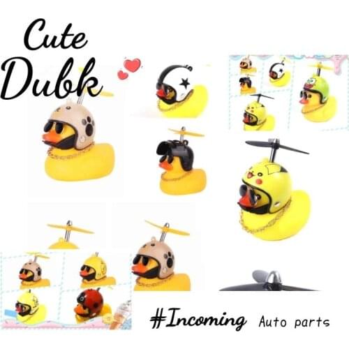 Car Duck with Helmet Broken Wind Small Yellow Duck Road Bike Motor Helmet Riding Cycling Accessories Without Lights
