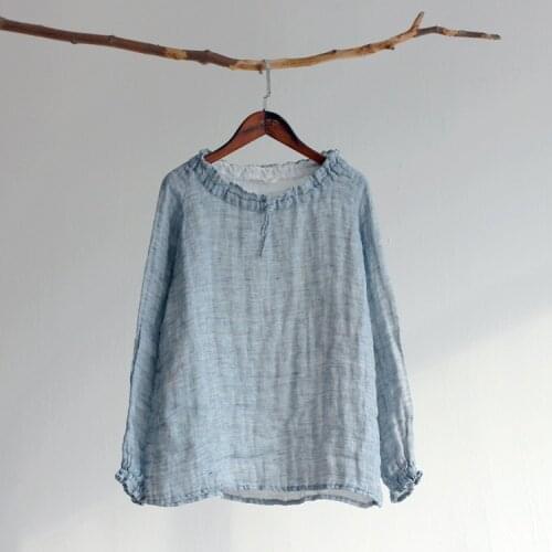 Women Loose Linen Wrinkle Blouse Tops Shirt Female Loose Cotton Linen Shirt Ladies Spring Autumn Tops