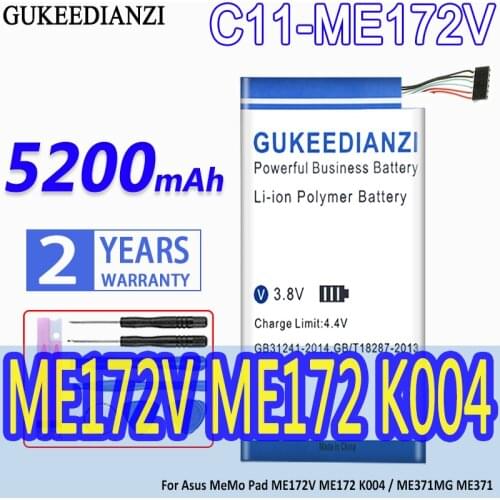 High Capacity GUKEEDIANZI Battery C11-ME172V 5200mAh For Asus MeMo Pad ME172V ME172 K004 / ME371MG ME371