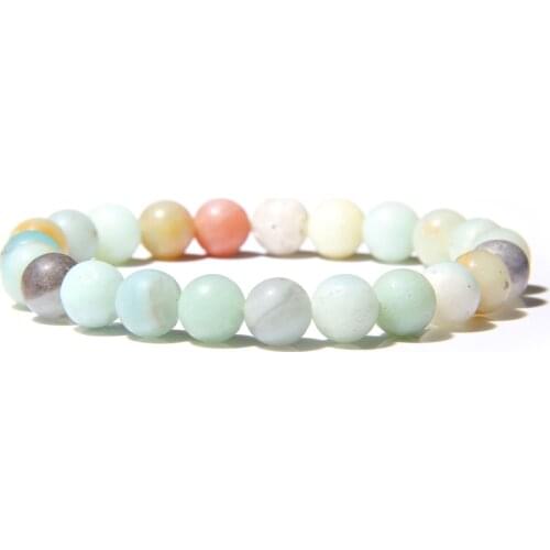 Handmade Natural Amazonite Stone Beads Bracelet Bangle Fashion lapis lazuli Turquoises Beaded Chakra Bracelet Jewelry Women Gift